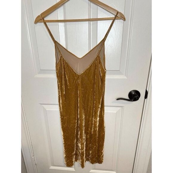 Reformation Gold Velvet Silk Sleeveless Larson Slip Dress Sz L Whimsygoth Formal - Picture 4 of 8
